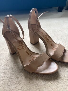 Sam Edelman Scalloped Ankle-Strap Block Heels